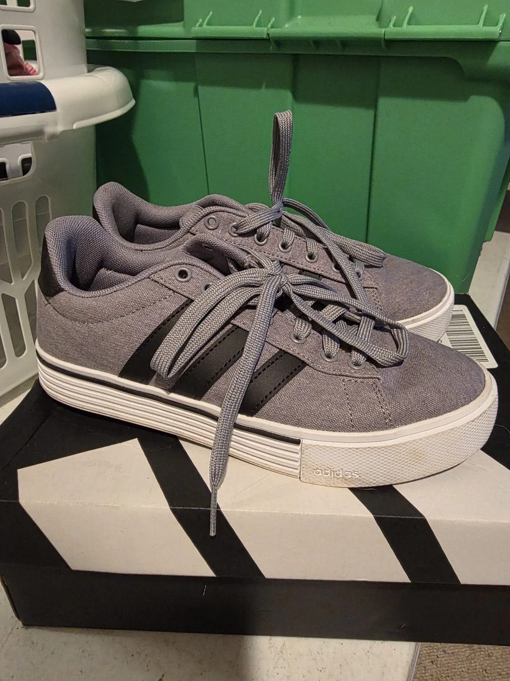 Adidas Daily 4.0  Gray  Canvas Sneakers with Black Stripes